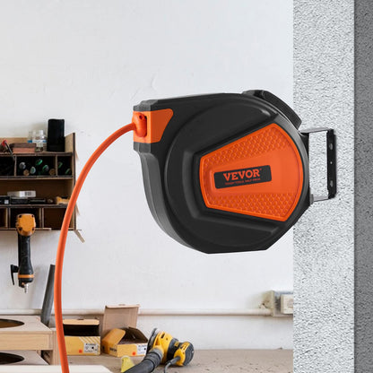 VEVOR Retractable Air Hose Reel, 3/8 in x 50 FT Hybrid Air Hose Max 300PSI, Air Compressor Hose Reel with 5 ft Lead in, Ceiling/Wall Mount Enclosed Air Reel, 180° Swivel Mount 🍁 All In One Marketplace Canada