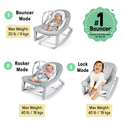 Ingenuity Keep Cozy 3-in-1 Grow with Me Vibrating Baby Bouncer, Seat & Infant to Toddler Rocker, Vibrations & Toy Bar, 0-30 Months Up to 40 lbs (Weaver) 🍁 All In One Marketplace Canada