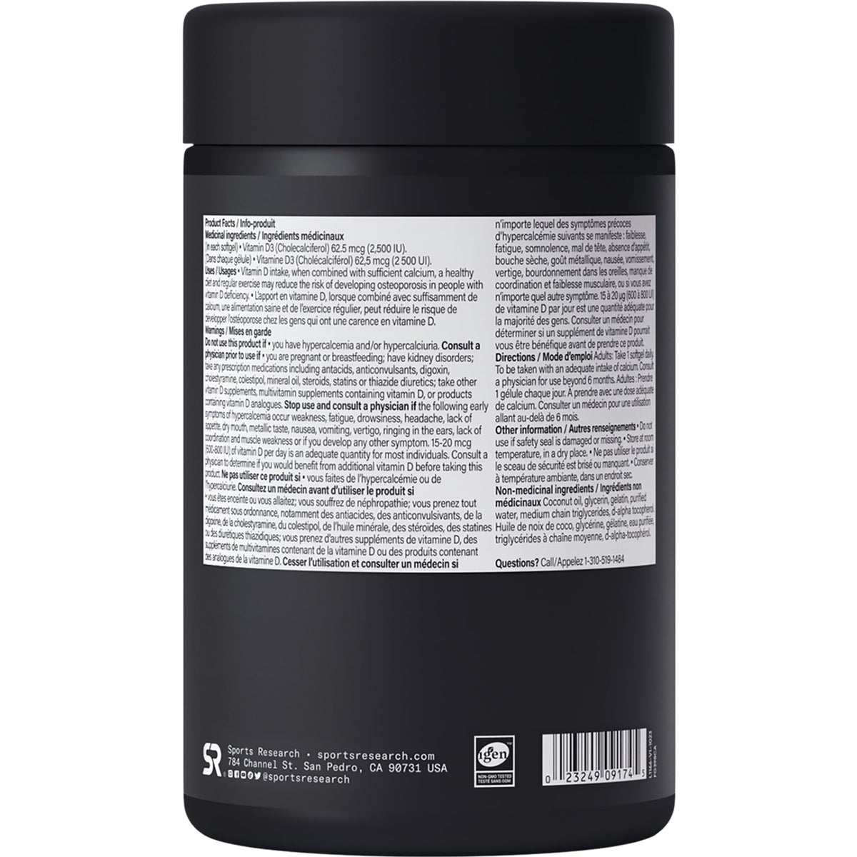 Sports Research® Vitamin D3 2500 IU with Coconut MCT Oil - High Potency Vitamin D Supplement for Immune & Bone Support - Non-GMO Verified, Gluten & Soy Free – 62.5mcg, 360 Liquid Softgels 🍁 All In One Marketplace Canada