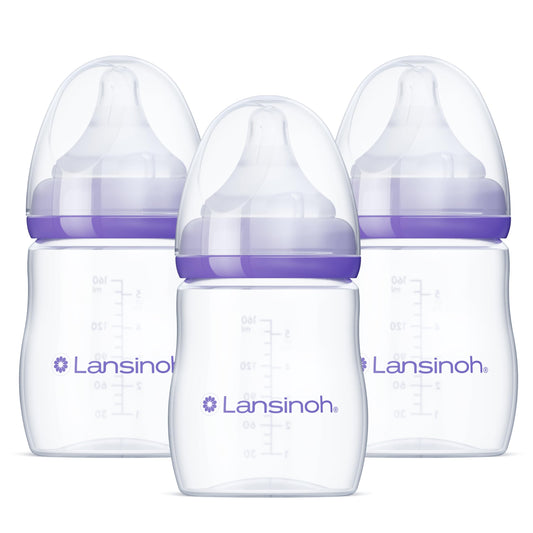 Lansinoh Anti-Colic Baby Bottles for Breastfeeding Babies, 5 Ounces, 3 Count, Includes 3 Slow Flow Nipples, Size S 🍁 All In One Marketplace Canada