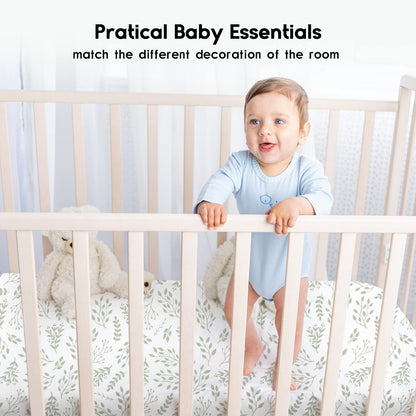 Yoofoss Baby Crib Sheets for Boys Girls, Fitted Crib Sheet 2 Pack for Standard Crib and Toddler Mattress, Super Soft Microfiber Baby Sheet 28x52x8in(Green+Leaf) 🍁 All In One Marketplace Canada