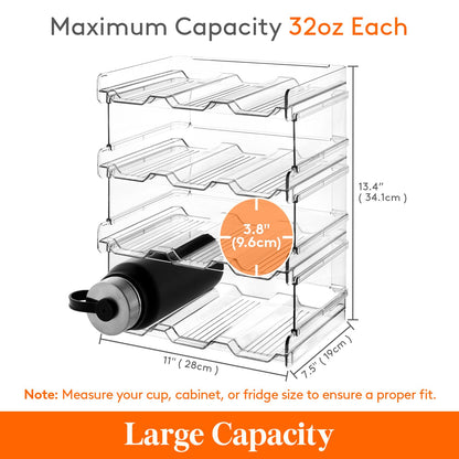 Lifewit Stackable Water Bottle Organizer for Cabinet, Freezer, Pantry - Plastic Cup Holder, Wine Racks for Kitchen Tabletop Storage, Cupboard, Office - Pack of 4, Each Rack Holds 3 Containers 🍁 All In One Marketplace Canada