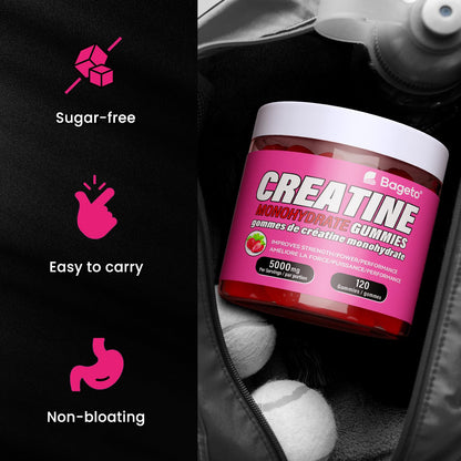 Creatine Monohydrate Gummies 5000mg for Men & Women, Gomitas de Creatina 5g Creatine Monohydrate, 0g Sugar Creatine Pre-Workout for Muscle Strength, Vegan, 120 Count Strawberry (Pack of 1) 🍁 All In One Marketplace Canada