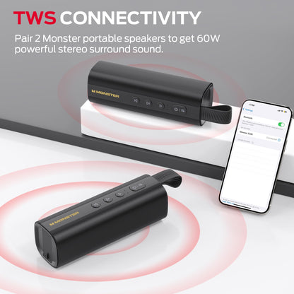 Monster S290 Bluetooth Speaker, Portable Bluetooth Speaker with 30W Loud Stereo Sound, Bluetooth 6.0, 20H Playtime, TWS Pairing, Support AUX/TF Card, IPX6 Waterproof Wireless Speaker for Home, Travel 🍁 All In One Marketplace Canada