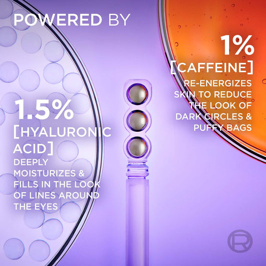 L’Oréal Paris 2.5% Hyaluronic Acid & Caffeine Plumping Eye Serum, Brightens Look of Dark Circles, Reduces Look of Crow's Feet & Wrinkles, Revitalift, For All Skin Tones & Types, Fragrance Free, 20ml 🍁 All In One Marketplace Canada