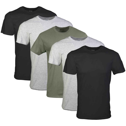 Gildan Men's Crew T-Shirts, Multipack, Style G1100, Black/Sport Grey/Military Green (5-Pack), XX-Large 🍁 All In One Marketplace Canada