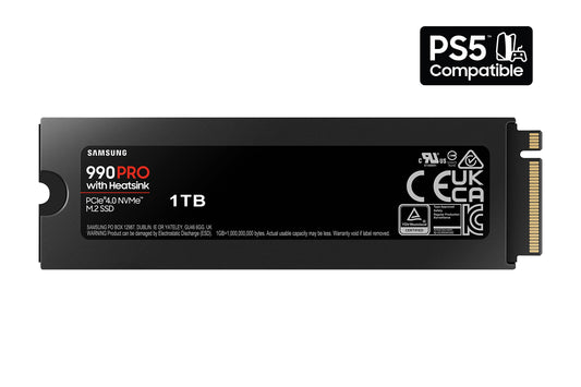 SAMSUNG 990 PRO w/Heatsink SSD 1TB PCIe Gen4 NVMe M.2 Internal Solid State Drive, Up to 7,450MB/s, PS5 Compatible, MZ-V9P1T0CW
