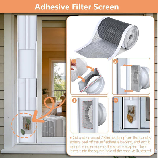 Gulrear95" Sliding Door AC Vent Kit with Φ 5.9"AC Hose+Filter Screen & Weather Stripping Universal 5.0/5.9 Inch Coupler for Window/Sliding Glass Door Portable AC Energy Saving Airtight Seal Pancel 🍁 All In One Marketplace Canada