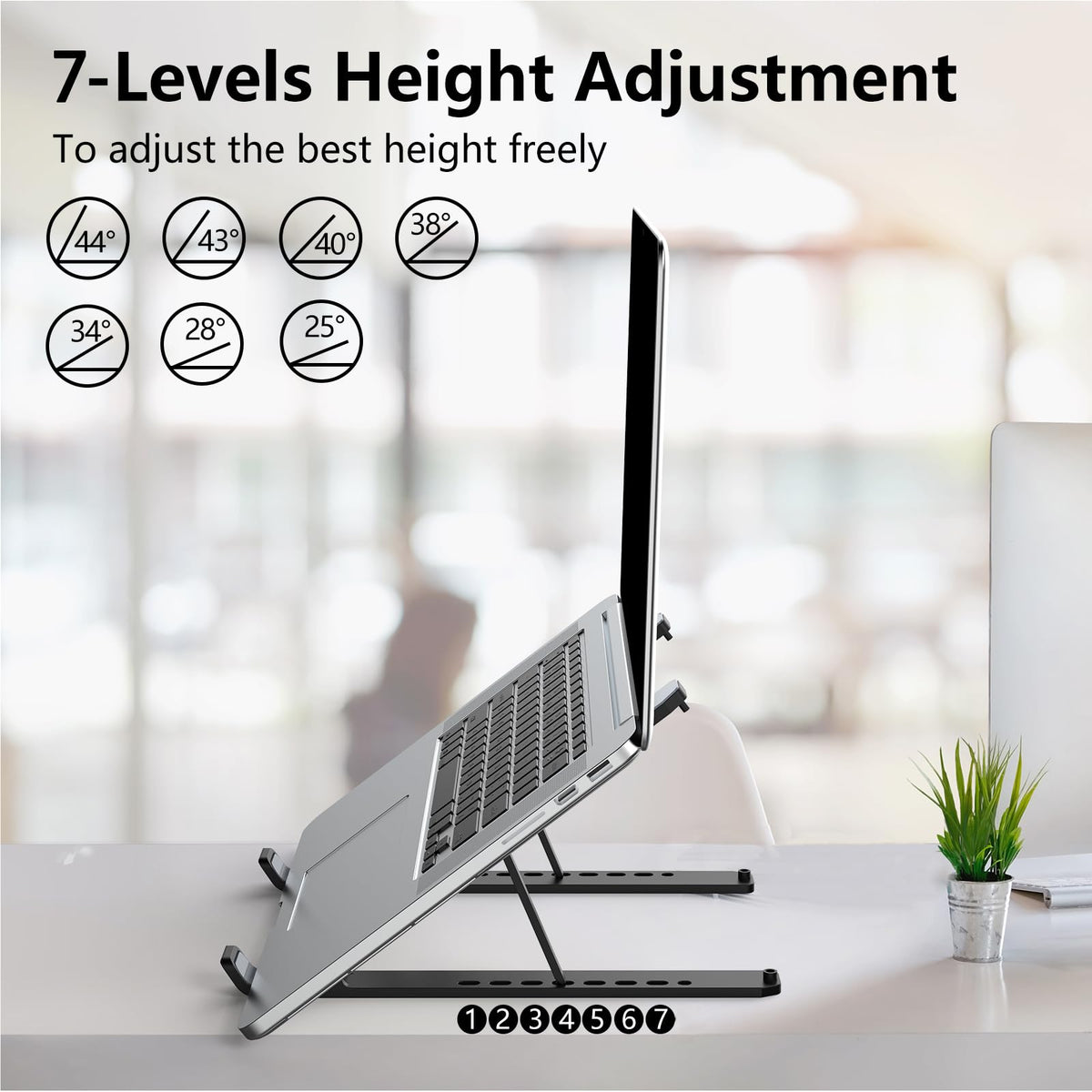 Laptop Stand for Desk, Adjustable Laptop Riser ABS+Silicone Foldable Portable Laptop Holder, Ventilated Cooling Pad Notebook Stand for 10-15.6” Laptops,Tablet-Black 🍁 All In One Marketplace Canada