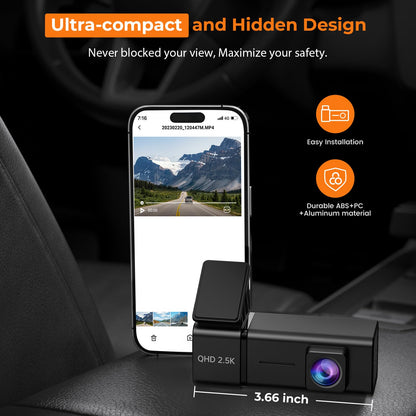 Dash Cam Front 1440P Dashcam with 32G SD Card, Dash Camera for Cars, Mini Dashcams with App,WiFi, Night Vision, G-Sensor, Loop Recording, 24H Parking Mode, Support 256GB Max 🍁 All In One Marketplace Canada