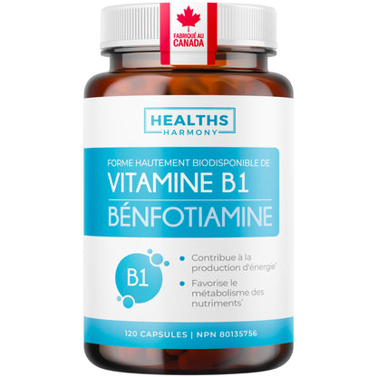 Vitamin B1 Benfotiamine 100mg - High Absorption Energy & Metabolism Support - Highly Bioavailable Thiamine B1 Supplement to Support Energy Production & Metabolism - Made in Canada, Non-GMO - 120 Ct 🍁 All In One Marketplace Canada