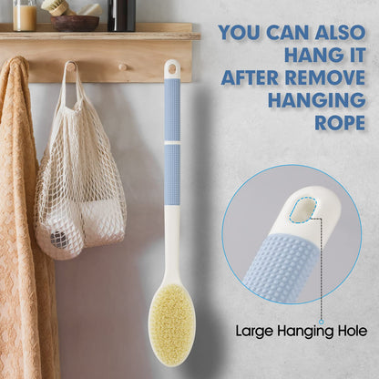 Backski Back Scrubber Anti Slip for Shower,Shower Brush Long Handle with Stiff and Soft Bristles,Body Exfoliator for Bath or Dry Brush(Blue) 🍁 All In One Marketplace Canada