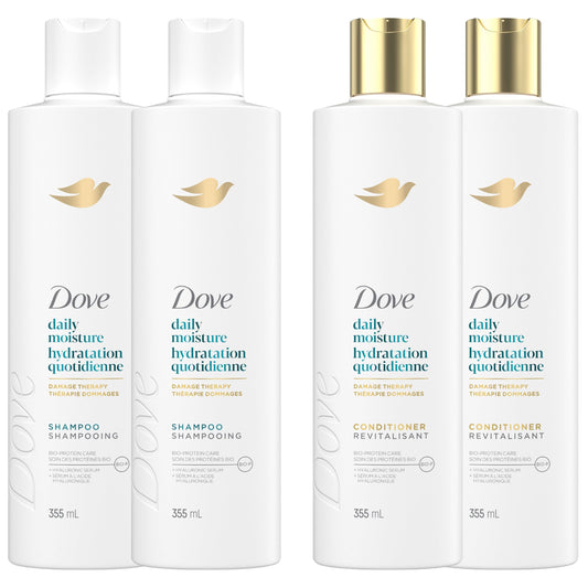 Dove Daily Moisture Damage Therapy Shampoo & Conditioner, 355mL, 4-Pack 🍁 All In One Marketplace Canada
