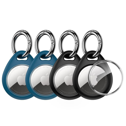 UNBREAKcable Holder for Apple AirTag - 4 Pack [Fit Tightly Design] [Easy to Install] [Hold Air Tag Securely] Waterproof TPU Shell Protective Case with All Metal Keychain Key Ring Clip 🍁 All In One Marketplace Canada