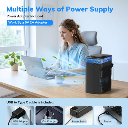 Portable Air Conditioner, Mini Air Conditioner Portable Cooling Fan with Remote Control, 3 Wind Speed & 3 Mist Level & 2-8H Timer Evaporative Air Cooler for Home Office Room, Black 🍁 All In One Marketplace Canada