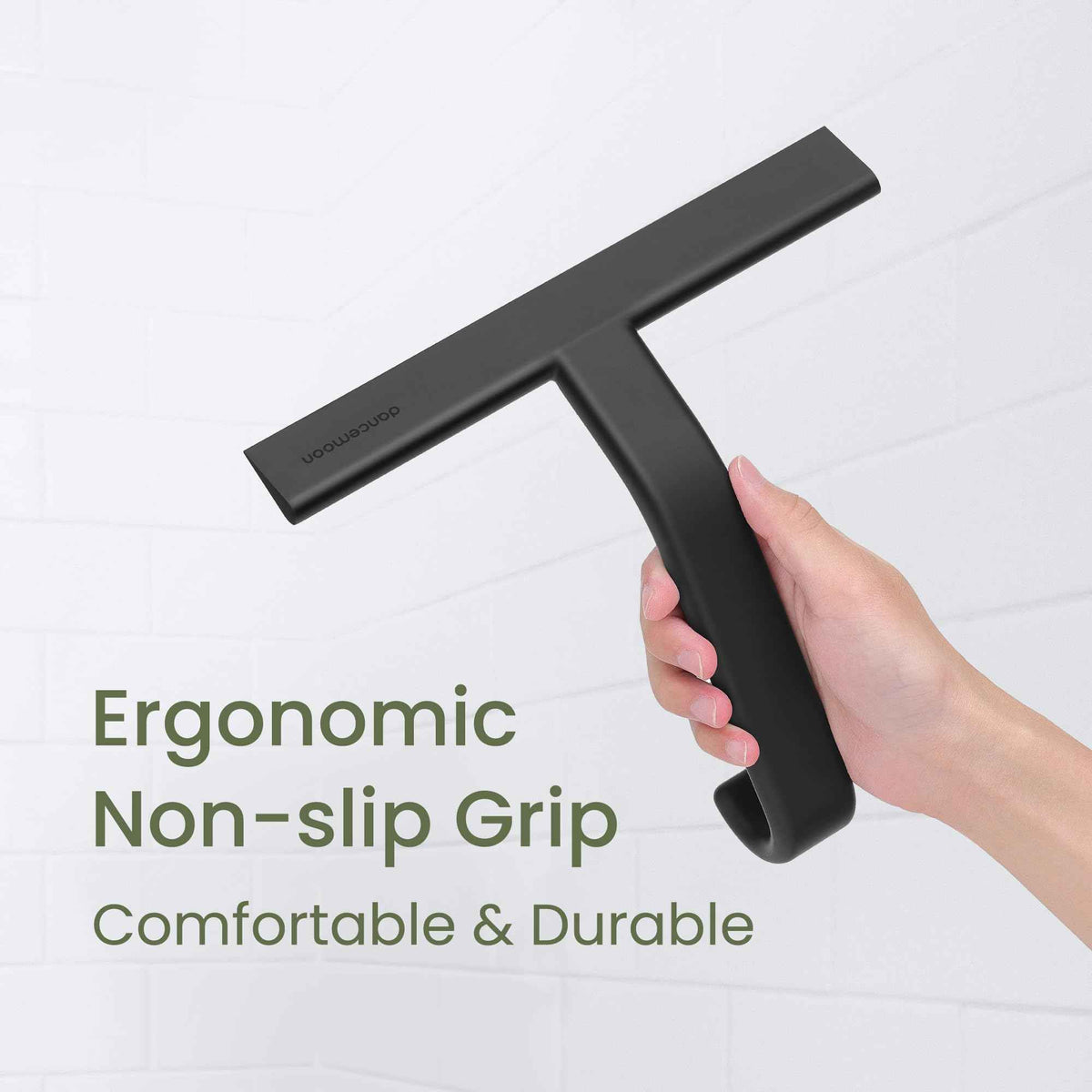 dancemoon JustHang Shower Squeegee for Glass Doors, All-One-Piece Silicone with Built-in Hook Design for Easy Hanging, Household Window Mirror Squeegee for Bathroom, Glass, Tile Wall,Car 10-Inch Black 🍁 All In One Marketplace Canada