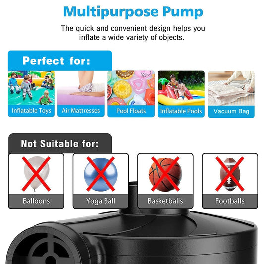 Electric Air Pump for Inflatables,Portable Quick-Fill Air Pump with 3 Nozzles,110-120V, Inflator & Deflator Pumps for Outdoor Camping, Air Mattress Beds,Boats,Inflatable Cushion,Couch,Pool Floats 🍁 All In One Marketplace Canada