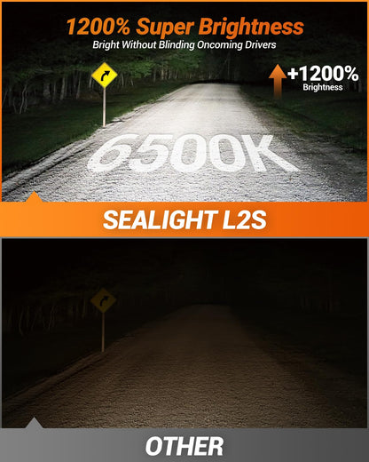 SEALIGHT 2026 Brightest H4/9003 LED Headlight Bulbs, 90,000LM 1200% Brighter, 6500K Cool White, 1:1 Size Wireless 9003 High and Low Beam, Plug and Play Halogen Replacement Conversion Kit, Pack of 2 🍁 All In One Marketplace Canada