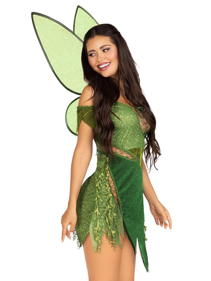 Leg Avenue Forest Fairy Costume for Women Sexy Halloween Costumes for Women with Shimmer Fairy Wings Adult, Green, Small