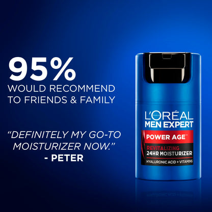 L'Oréal Paris Men Expert 24 HR Hydrating Moisturizer for Men with Hyaluronic Acid and Vitamins, Fights Signs of Aging, Power Age, Packaging May Vary, 50 mL 🍁 All In One Marketplace Canada