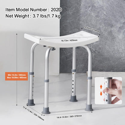 VEVOR Shower Chair, Adjustable Height Shower Stool with Built-in Handles, Shower Seat for Inside Shower or Tub, Non-Slip Bench Bathtub Stool Seat for Elderly Disabled Handicap, 158.8 kg Capacity 🍁 All In One Marketplace Canada