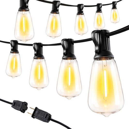 Lomotech Outdoor String Lights, 50Ft Patio String Lights with 17+2 Shatterproof ST38 Vintage Edison Bulbs, Waterproof LED Connectable Hanging Outdoor Lights for Garden Yard Porch (Warm White) 🍁 All In One Marketplace Canada