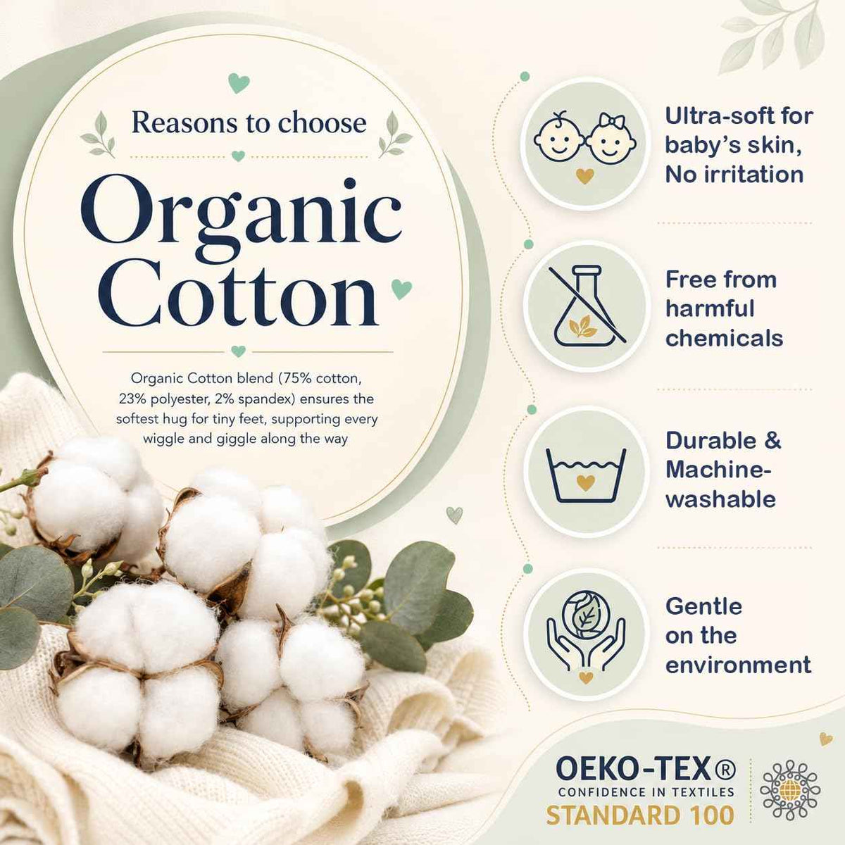 Mother's Choice Organic Cotton Baby Socks 0–6 Months, 12 Pairs Newborn & Infant Socks Soft Hypoallergenic Breathable Gentle On Delicate Skin Stretch Fit Comfortable Daily Essentials For Little Ones 🍁 All In One Marketplace Canada