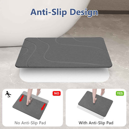 Ceecysaa Stone Bath Mat, Non-Slip Diatomaceous Earth Shower Mat, Quick Drying Bath Mat Stone, Super Absorbent Diatomite Bath Mats for Bathroom Kitchen, Easy to Clean, 60 x 39cm, Dark Gray 🍁 All In One Marketplace Canada