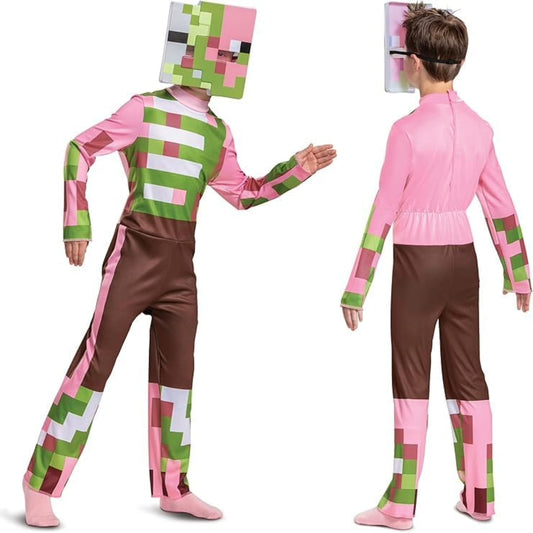 Disguise Minecraft Costume Zombie Pigman Outfit for Kids, Halloween Minecraft Costumes, Classic Size M(7-8), Multicolored