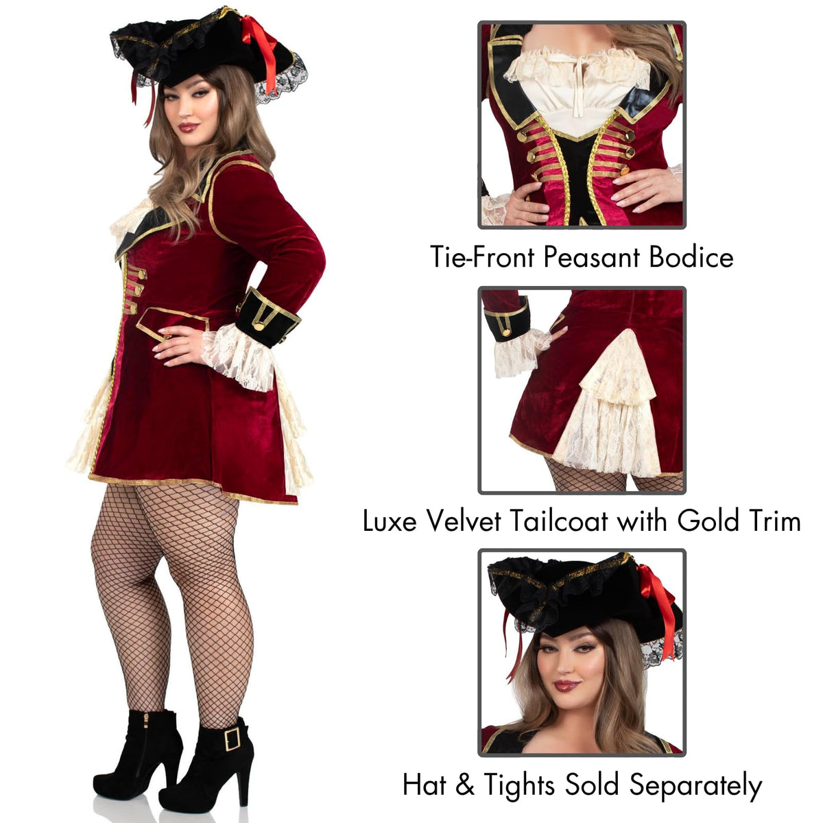 Leg Avenue womens Captivating Captain Halloween Pirate Costume, Multicolor, 3X / 4X