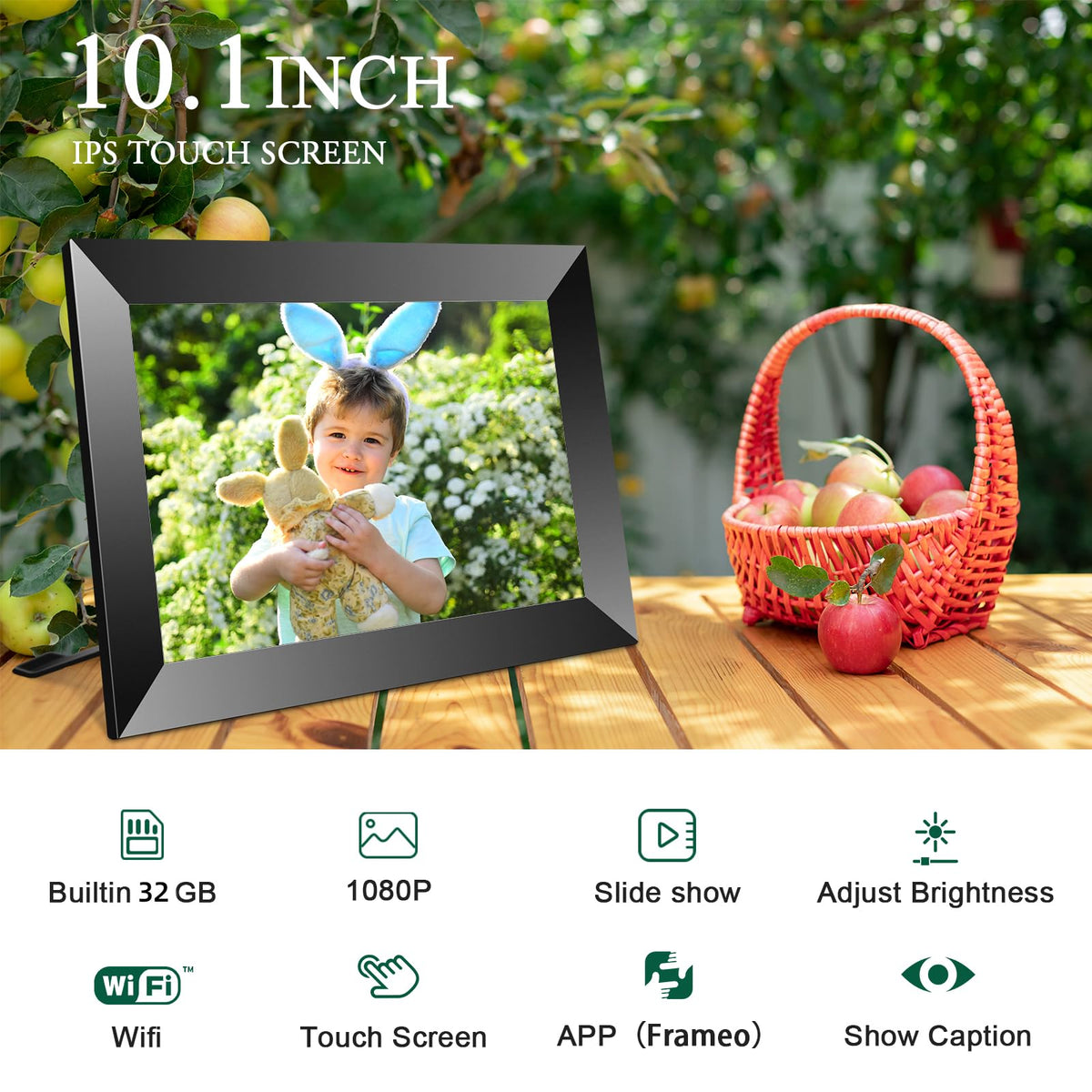 FRAMEO Digital Photo Frame 10.1 Inch, IPS Touch Screen Smart WiFi Digital Picture Frame with 32GB Storage, Wall Mountable, Auto-Rotate, Share Photos and Videos via App from Anywhere 🍁 All In One Marketplace Canada