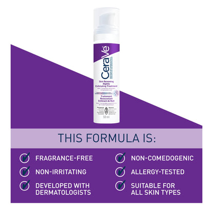 CeraVe Skin Renewing Nightly Exfoliating Treatment for Healthy Aging, Fine Lines, Wrinkles, Dullness and Pores. Face Serum with Glycolic Acid, Hyaluronic Acid & Ceramides, Fragrance-Free, 50ml 🍁 All In One Marketplace Canada