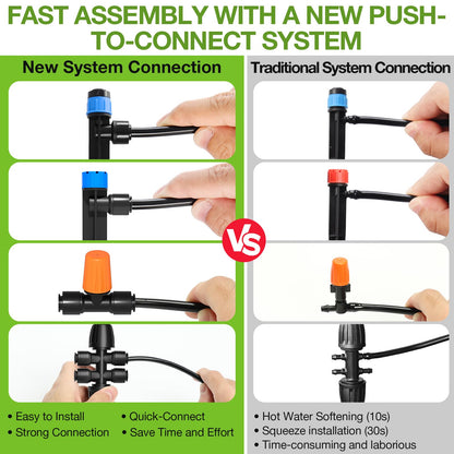 MIXC 101FT Drip Irrigation System, Easy to Setup Automatic Garden System with Anti-UV 1/4" & 1/2" Tubing - Water-Saving Adjustable Nozzles & Sprinklers for Patio, Greenhouse, Raised Bed, Potted Plants 🍁 All In One Marketplace Canada