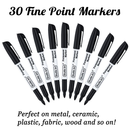 Shuttle Art Permanent Markers, 30 Pack Black Permanent Marker set,Fine Point, Works on Plastic,Wood,Stone,Metal and Glass for Doodling, Marking… 🍁 All In One Marketplace Canada