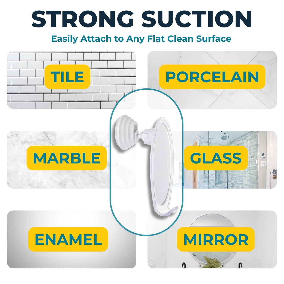 HONEYBULL Fogless Shower Mirror with Suction Mount & Swivel – Anti-Fog Acrylic Bathroom Mirror for Shaving – Built-in Razor Holder, Easy Install, Home Shower Accessory (White) 🍁 All In One Marketplace Canada