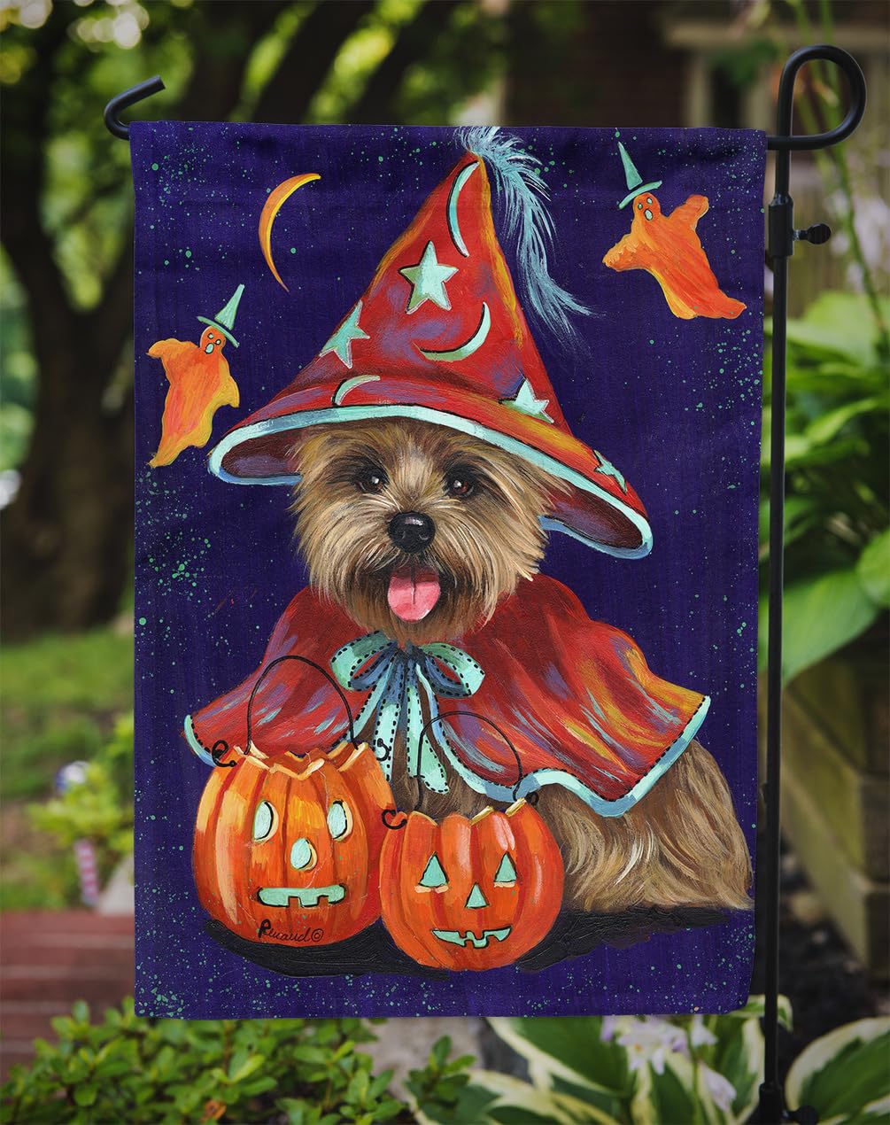 Caroline's Treasures PPP3061GF Cairn Terrier Halloween Witch Garden Outdoor-Flags, Multicolor