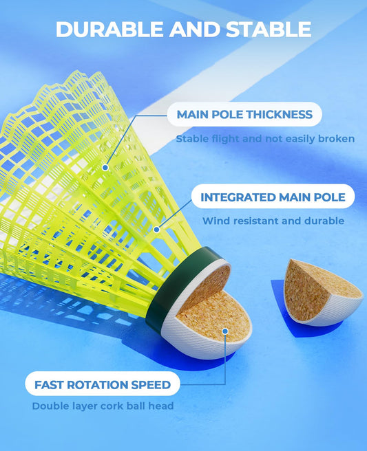 HIRALIY 6/12/24 Pack Badminton Birdies Nylon, 360 Nylon Glow in The Dark Badminton Shuttlecocks for Backyard, 2 Color Light Up Durable Set, Wind Resistant Ball for Family (Regular Birdies, 12) 🍁 All In One Marketplace Canada