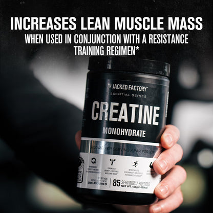 Jacked Factory Creatine Monohydrate Powder 425g - Canadian-Owned Informed Choice Certified Supplement for Increased Muscle Mass*, Improved Strength, Power, & Performance** - 85 Servings, Unflavored 🍁 All In One Marketplace Canada
