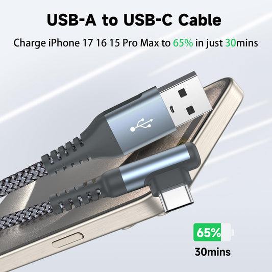 USB C Charging Cord Right Angle [2Pack 6FT] AviBrex 3.1A USB C Cable Type C Fast Charger Cable Nylon Cord for i Phone 17 16 15 Pro Max,Samsung S26/S25/S24/S23/S22/S21 Plus/Ultra/FE,A71/A54/A51/Note20 🍁 All In One Marketplace Canada
