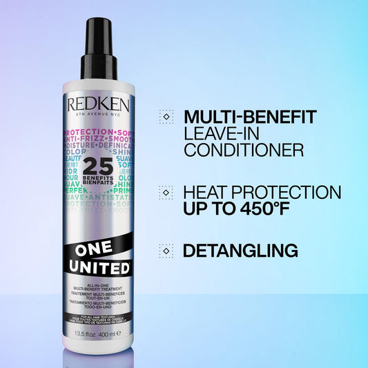 Redken One United Leave In Conditioner, Detangler Spray, Multi-Benefit Hair Treatment, Nourishes, & Smooths Frizz, Heat Protection Spray for Blow Dry & Styling, For All Hair Types, Paraben Free 🍁 All In One Marketplace Canada