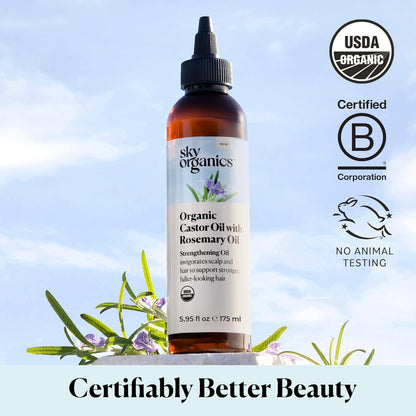 Sky Organics USDA Organic Castor Oil and Rosemary Oil, Strengthening Hair Oil Blend, Pure & Potent, Hexane-Free, Invigorates Scalp, Supports Fuller-Looking Hair, 6 fl oz 🍁 All In One Marketplace Canada