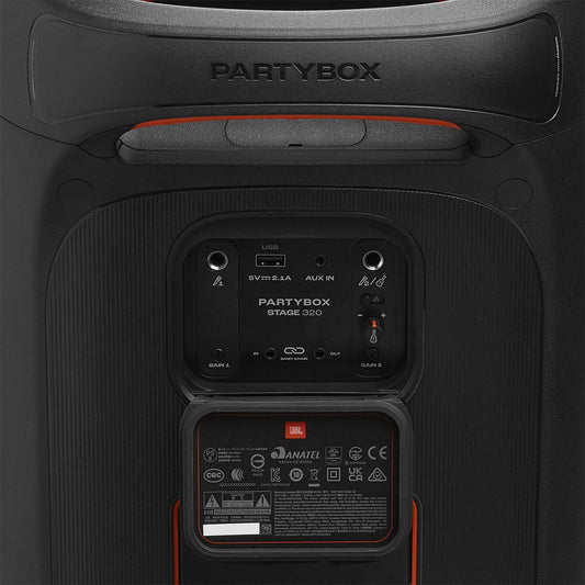 JBL PartyBox Stage 320 - Portable Party Speaker with Telescopic Handle & Wide, Sturdy Wheels, Powerful JBL Pro Sound, Futuristic lightshow, Up to 18 Hours of Play time, Splash Proof 🍁 All In One Marketplace Canada