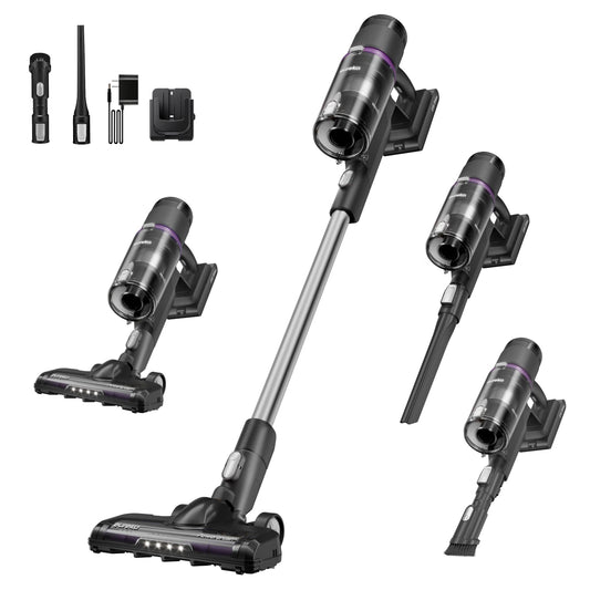 Eureka Cordless Vacuum Cleaner Powerful for Hard Floor and Pet Hair, Lightweight Portable Convenient Cordless Stick and Handheld Vacuum LED Headlight, Black, ReactiClean NEC410BK w/Detachable Battery 🍁 All In One Marketplace Canada