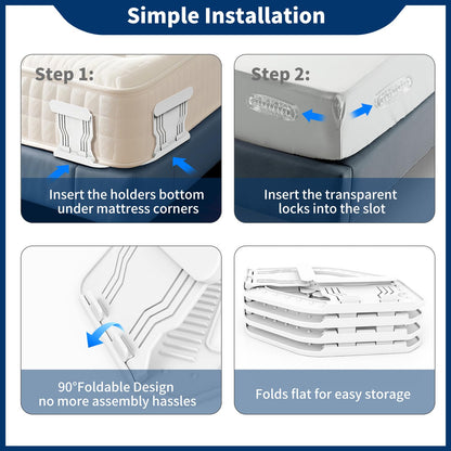 AMOVO Bed Sheet Holders for Corners Keep Sheets in Place Firmly - Foldable Fitted Sheet Holders Heavy Duty Sheet Locks Mattress Sheet Fasteners, Set of 4 Lock Sheet Clips (White) 🍁 All In One Marketplace Canada