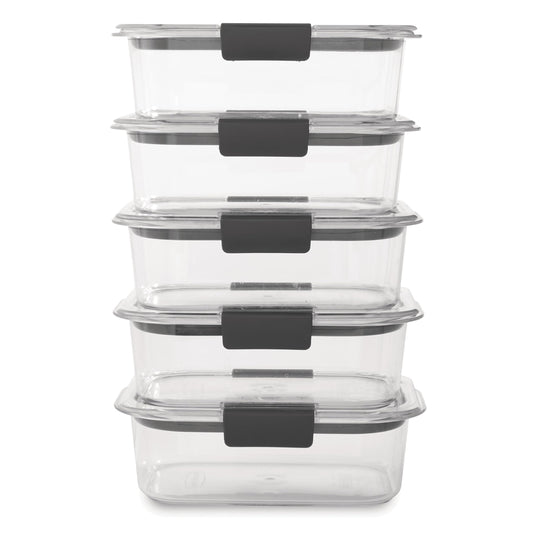 Rubbermaid 10-Piece Brilliance Food Storage Containers with Lids for Lunch, Meal Prep, and Leftovers, Dishwasher Safe, 3.2-Cup, Clear/Grey 🍁 All In One Marketplace Canada