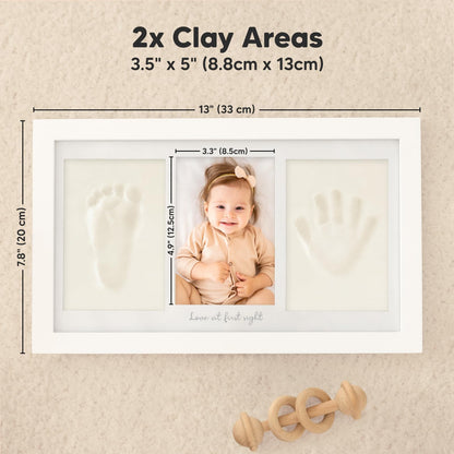 Baby Hand and Footprint Kit - Clay Handprint Keepsake Frame, Newborn Nursery Picture Frame, Personalized New Mom Gifts for Baby Shower & Registry (Alpine White) 🍁 All In One Marketplace Canada