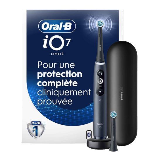 Oral-B iO Deep Clean + Protect Rechargeable Electric Toothbrush, Black with Visible Pressure Sensor, 5 Cleaning Settings, 2 Min Timer, a iO Series 7 Toothbrush, 2 Replacement Brush Heads, and Charging Travel Case 🍁 All In One Marketplace Canada