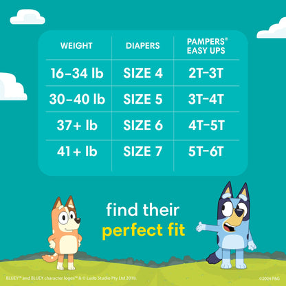 Pampers Easy Ups Girls & Boys Potty Training Pants, Size 5 (3T4T), Bluey Absorbent Training Underwear, Up to 100% Leakproof Day and Night, Hypoallergenic, 1 Pack (Count of 66) 🍁 All In One Marketplace Canada
