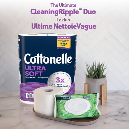 Cottonelle Toilet Paper, 32 Family Mega Rolls = 144 Regular Rolls (8 Packs of 4), Ultra Soft, Soft Bathroom Tissue, 296 Sheets per Roll, Packaging May Vary 🍁 All In One Marketplace Canada
