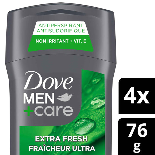 Dove Men+Care Antiperspirant Stick for 72h sweat & odour protection Extra Fresh with Triple Action moisturizer to help prevent skin irritation caused by dryness, 76g (Pack of 4) 🍁 All In One Marketplace Canada
